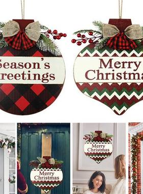 2 types Merry Christmas Sign Hanging Door Wooden Red Fruit