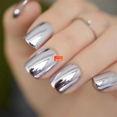 Shiny Punk Style Metallic Light Purple False Fake Nails