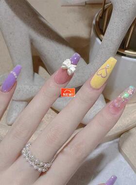 24pcs/Box Cartoon Ballerina False Nail Patches Press On Nail