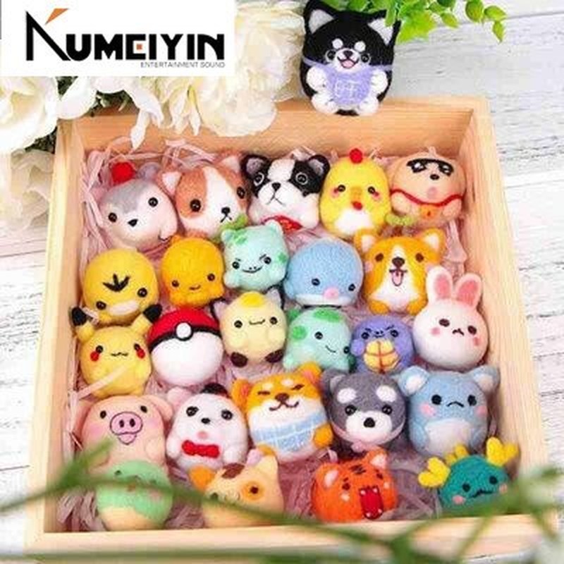Wool felt  material package poke le box set dog shiba