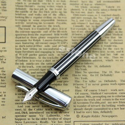 Hot Sale Fountain Pen Medium Nib Silvery Black BAOER 051