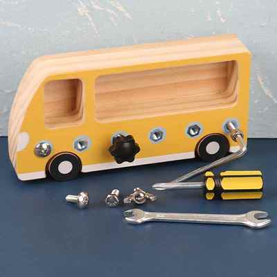 Montessori Busy Board Screw Bolt Set Toys Wooden Mini Workbe