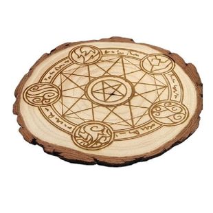 Wooden Astrology Pentacle Altar Plate Divination Coaster