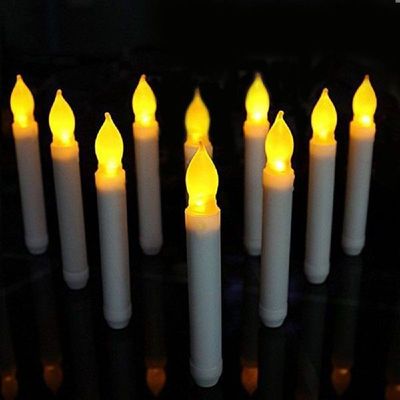 12Pcs Yellow Mini Flameless Led Taper Candle Lights