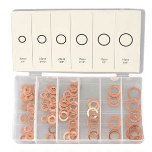 110pc Copper Washer Assortment Flat Ring Oil Brake Line