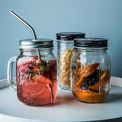 Glass cold drink with lid raw sealed jar juice milkshake d
