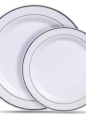 25 Pieces Silver Plastic Plates, White Disposable Plates,si