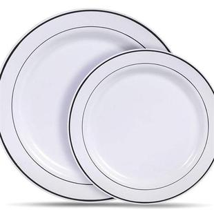 25 Pieces Silver Plastic Plates, White Disposable Plates,si