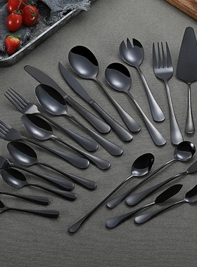 Dinnerware Set Stainless Steel Black Cutlery Set Dinner Serv