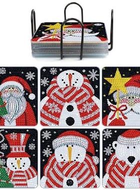 Set of 6 Drink Coaster with Holder Cup Coaster Christmas Coa