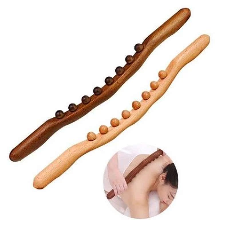 8 Beads Massage Scraping Stick Charred Wood Back Body