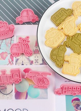 6Pcs/set Airplane Vehicle Train Bus Car Shape Plastic Biscui