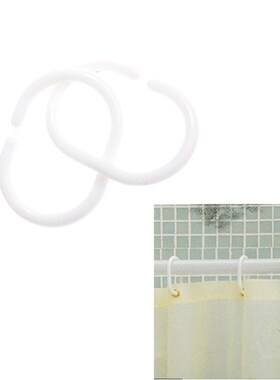 12Pcs White Shower Curtain Hooks Hanger Plastic C type Ring