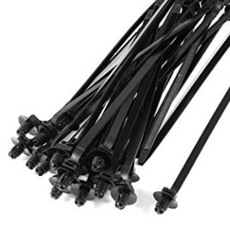 Nylon Push Mount Car Dome Cable Zip Tie, 168mm Length, 50 Pc