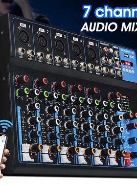 LEORY 7 Channel Bluetooth Karaoke Players DJ Mic Audio Mixer