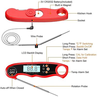 Instant Read Meat Thermometer Best Waterproof Ultra Fast Dig