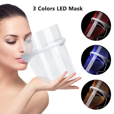 Rechargeable 3 Colors LED Photon Light Therapy Facial Mask S