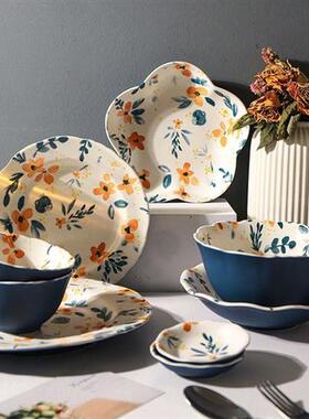 Japanese flower bowl and dish set household plate Nordic