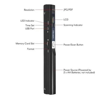 Handheld Portable Image Document Scanner PC A4 900 DPI JPEG/