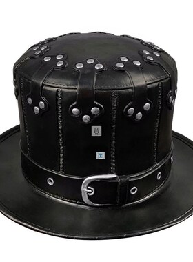 Plague Doctor Retro Steampunk Hat Adult Black Riveted PU
