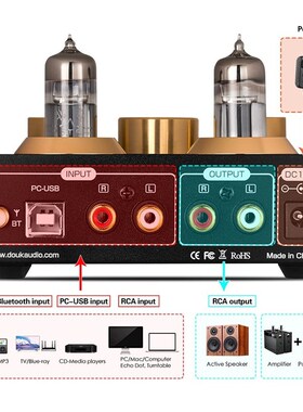 HiFi Bluetooth 5.0 6J5 Valve Tube Preamp Bass Preamplifier S