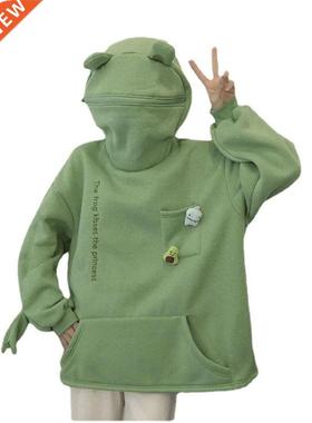 2022 Springtime Embroidery Frog Oversized Sweatshirt Men And