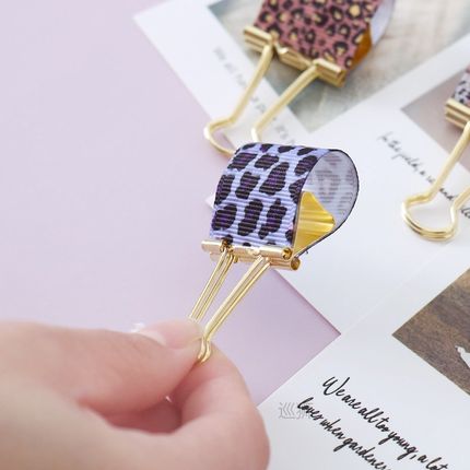 TUTU 4PCS/pack 25mm Ribbon Paper Clips Cute Leopard grain Me