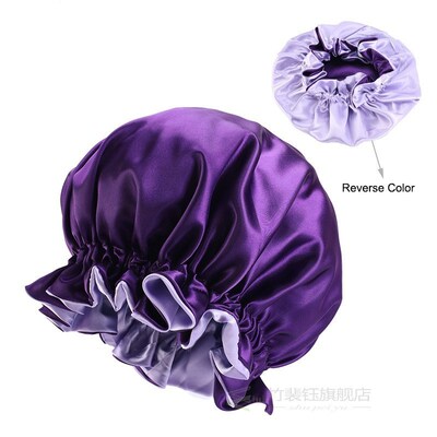 Extra Large Satin Silk Bonnet Sleep Cap  Soild Color Chemoth
