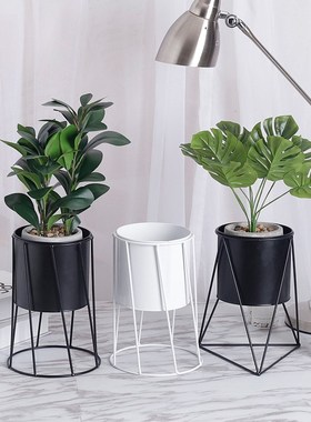 Flower-Pot Desktop-Planters Balcony Home-Decoration Metal Cr