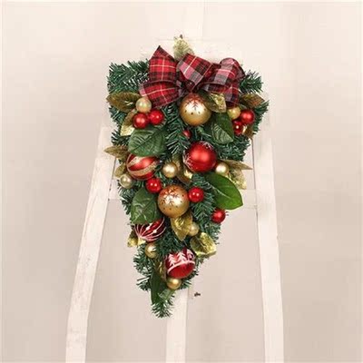 Christmas Teardrop Wreath Decorated with Ball Ornaments for