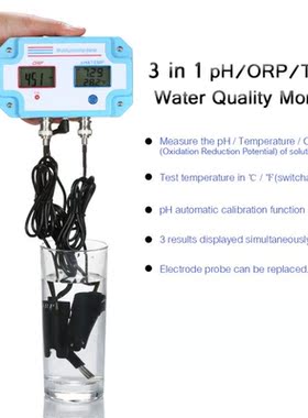 3 in 1 pH Meter Digital ORP/TEMP Meter Water Quality Tester