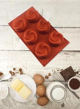 6 Cells Rose-Shaped Chocolate Mold 3D Mousse Cake Mould