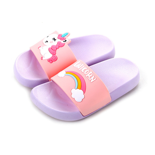 New Unicorn Slippers Boy Girl Summer Kids Rainbow Indoor Sli