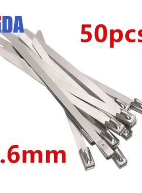 50Pcs S304 Stainless Steel Metal Cable Tie width 4.6mm Zip S