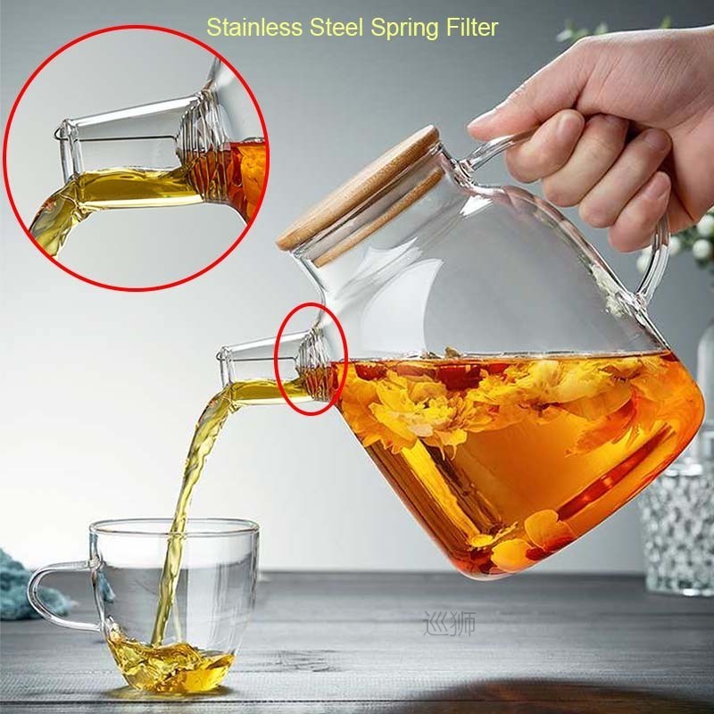 Big Heat-Resistant Glass Teapot  Flower Tea Kettle Large Cle