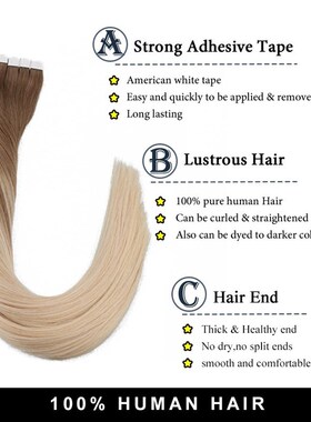 Toysww Tape in Human Hair Extensions Ombre Balayage Natural
