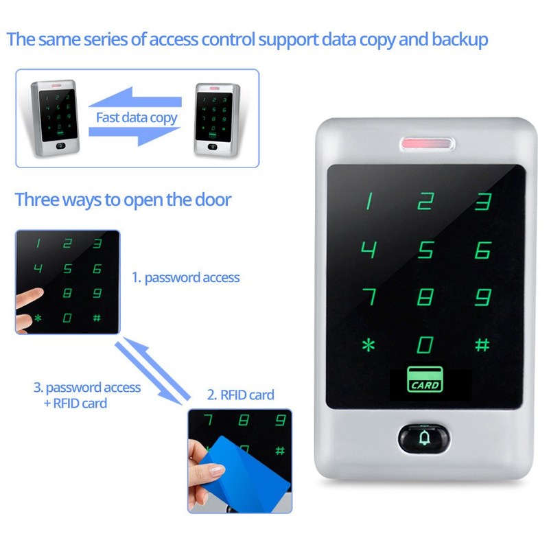 Standalone Metal RFID Access Control Keypad Controller Touc