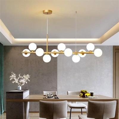 Modern Long Dining Room Chandeliers Glass Ball Lampshade Lig
