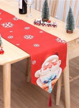 Christmas Snowflakes Red Background Modern Table Runner