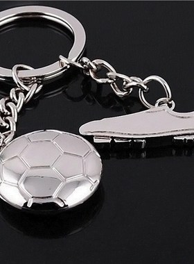 silver football soccer boots metal keychain key ring creativ