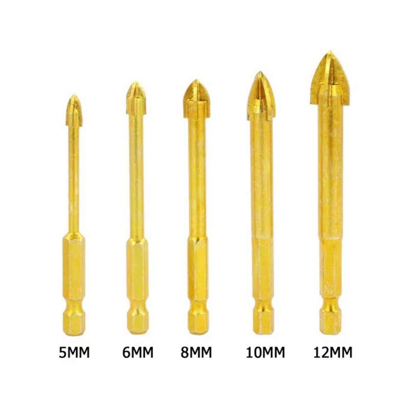 Cross Hex Shank Tile Drill Bits Tungsten Carbide Ceramic Con