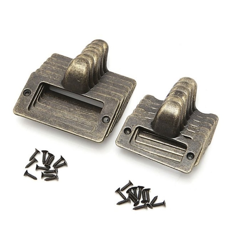 6x Handle File Name Card Cabinet Label Holder Antique Brass