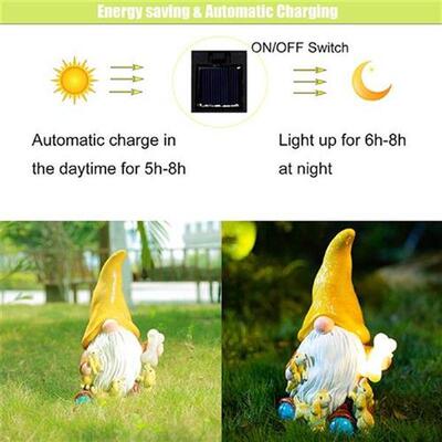 Solar Resin Faceless Gnome Statue Ornaments Luminous Goblin