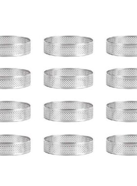 Promotion! 12 Pack Stainless Steel Tart Rings,Perforated