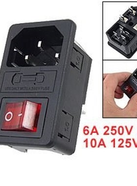 SODIAL(R) Inlet Male Power Socket with Fuse Switch 10A 250V