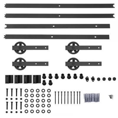 12FT Double Door Splicing Round Wheel Carbon Steel Barn Door