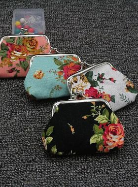 Fashion 1PCS New Elegant Roses Canvas Mini Coin Purses Zero