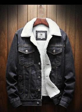 Men Winter Jean Jackets Outerwear Warm Denim Coats New Men L