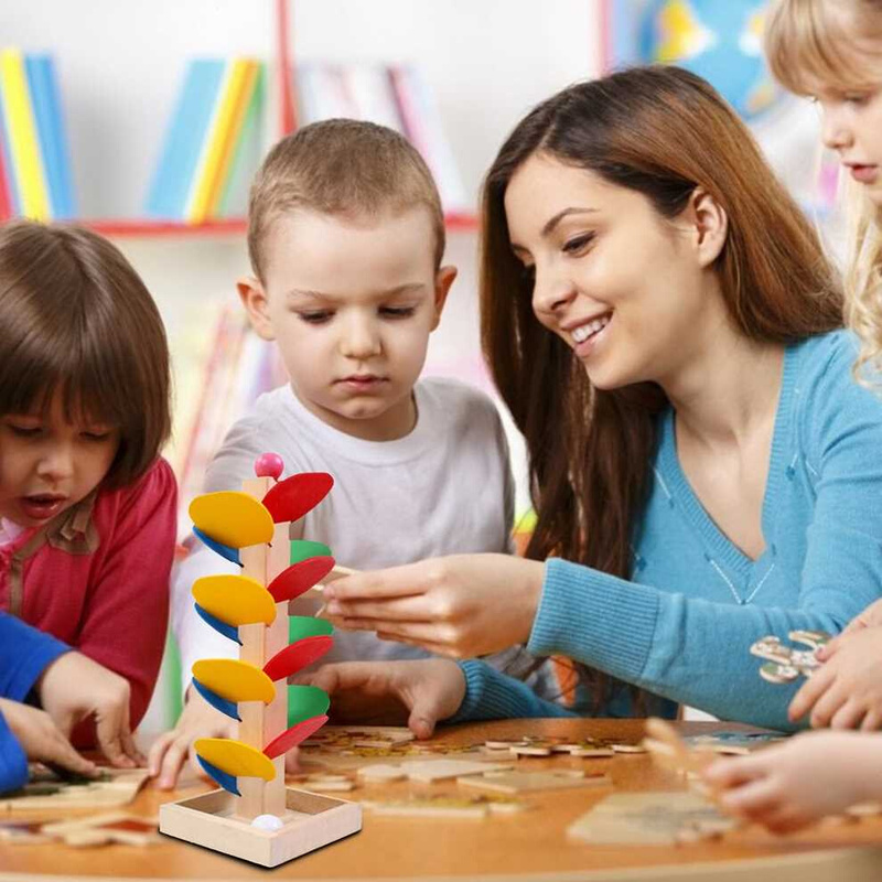 Wooden Educational Toys Rainbow Ball Drop Toy Toddlers Drop