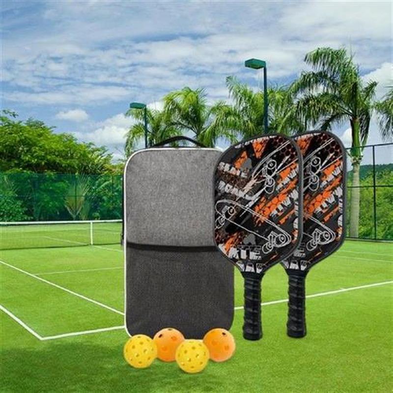 Pickleball Paddle Set 4 Balls with 2 Rackets Fiberglass